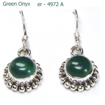 Pure silver green onyx drop earrings